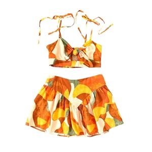 Fe Noel x Target Cropped Set Womens Large Orange Mixed Paint Resortwear Vacation